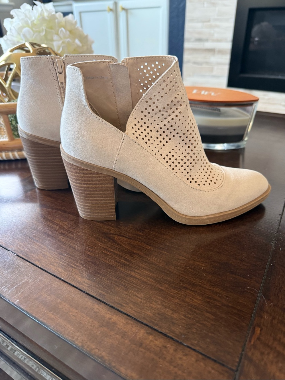 DV by Dolce Vita Sand Stella Suede Jet Perforated Ankle Boot fall boho 6